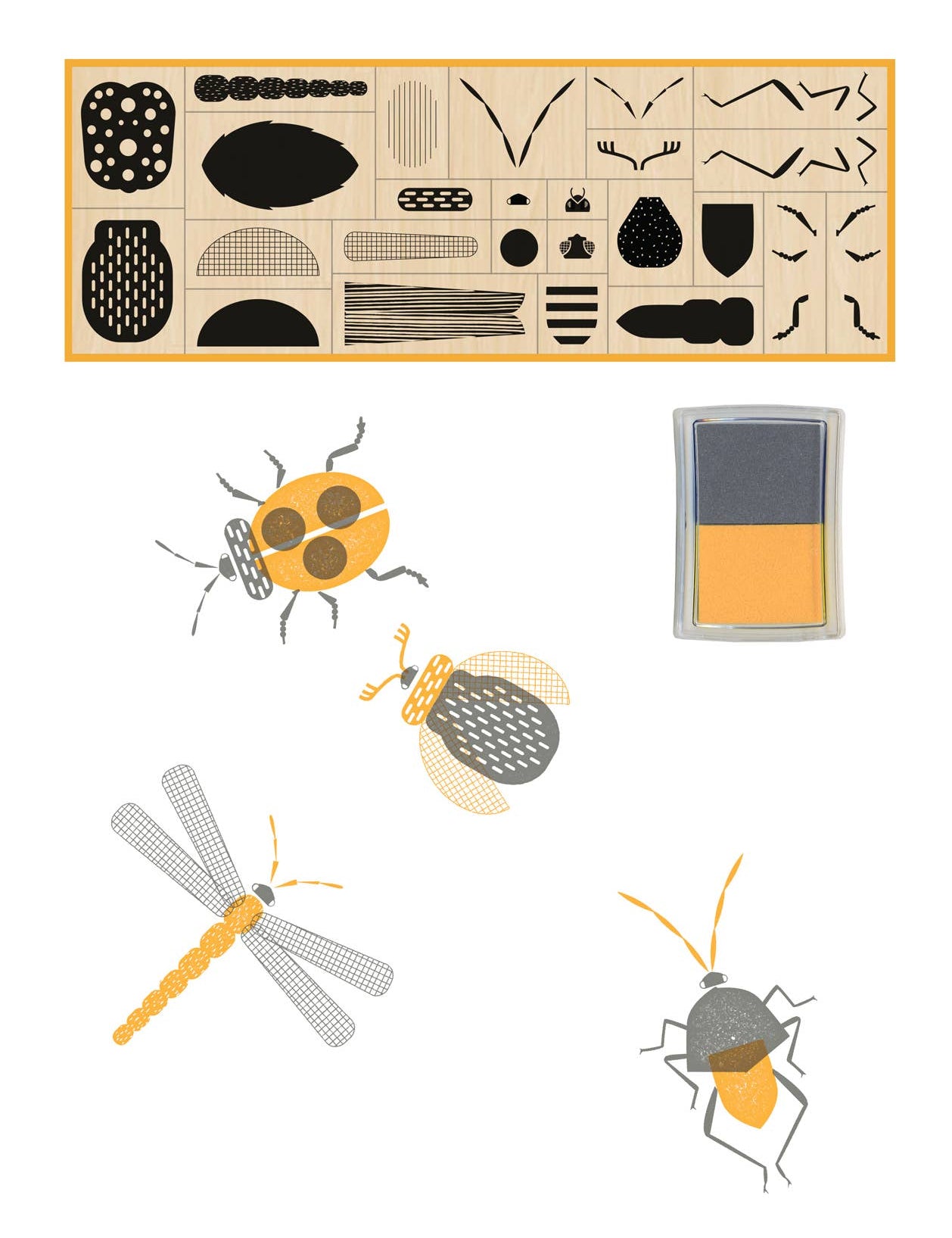 Stamp Bugs- 25 Stamps, 2 Ink Pads